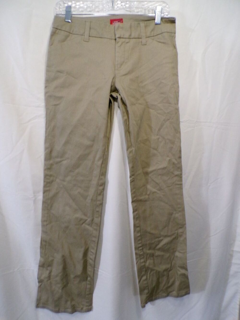 Dickies Women's Khaki Chino Pants Size 9 Juniors Straight Fit Cotton Blend